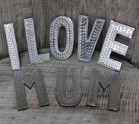 8x Hlinníkové Dekoračné Písmená - I LOVE MUM