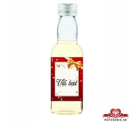 Vianočná mini fľaštička alkoholu - zlatá mašľa