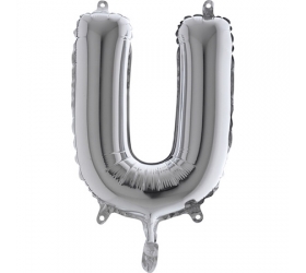 Balón písmeno U strieborné 35 cm