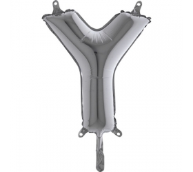 Balón písmeno Y strieborné 35 cm