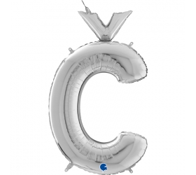 Balón písmeno Č strieborné 66 cm