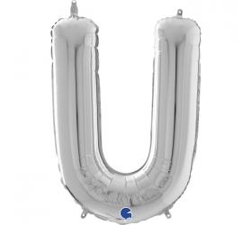 Balón písmeno U strieborné 66 cm