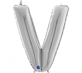 Balón písmeno V strieborné 66 cm