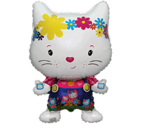 Balón Mačka s Kvetmi