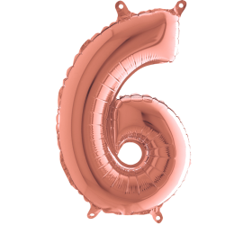 Balón číslo 6 rose gold 35 cm