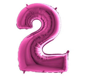 Balón číslo 2 ružové 100 cm