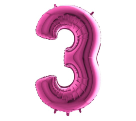 Balón číslo 3 ružové 100 cm