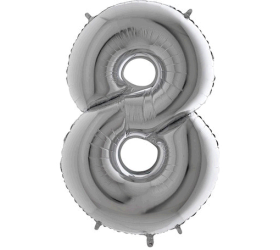Balón číslo 8 strieborné 100 cm