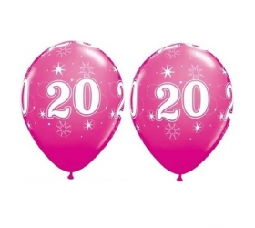 Balóny Sparkle s číslom 20 ružové 25 ks