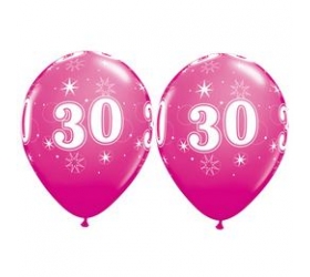 Balóny Sparkle s číslom 30 ružové 25 ks