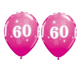 Balóny Sparkle s číslom 60 ružové 25 ks