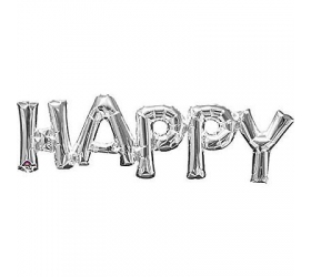Balónový banner HAPPY strieborný 76 x 25 cm