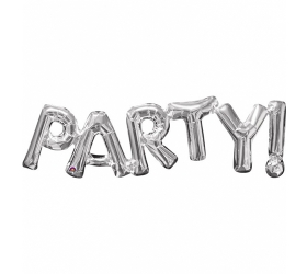 Balónový banner PARTY strieborný 83 x 22 cm