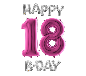Narodeninový set balónov 18 ružová / strieborná