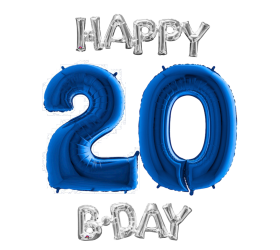 Narodeninový set balónov 20 modrá / strieborná