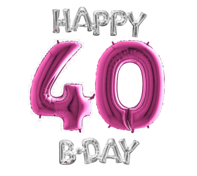Narodeninový set balónov 40 ružová / strieborná