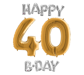 Narodeninový set balónov 40 zlatá / strieborná