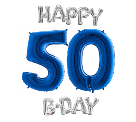 Narodeninový set balónov 50 modrá / strieborná