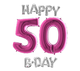 Narodeninový set balónov 50 ružová / strieborná