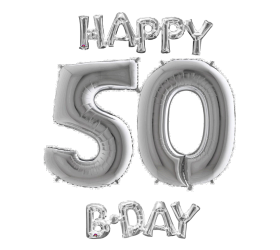 Narodeninový set balónov 50 strieborná / strieborná