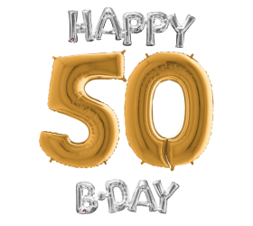 Narodeninový set balónov 50 zlatá / strieborná