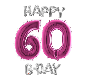 Narodeninový set balónov 60 ružová / strieborná