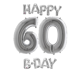 Narodeninový set balónov 60 strieborná / strieborná