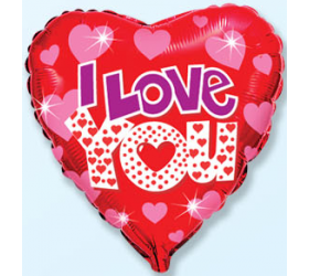 Balónik I Love You so srdiečkami