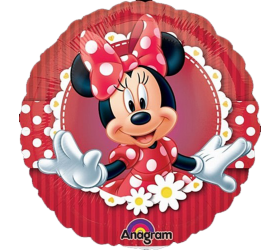 Balón Minnie červená s margarétkami