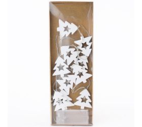 Girlanda stromčeky biele+LED 10ks 4,5x5cm