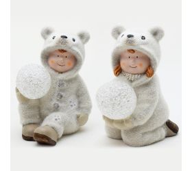 Dieťa s LED guľou 13,5x11x17,5cm keramika