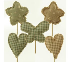 Zápich textil 7cm mix srdce / kvietok