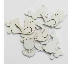 Motýľ / vták / zajac / kvet 3/3/4/3,5cm biela