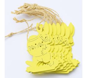 Výrez zajac + vajíčko záves drevo žlté 7cm