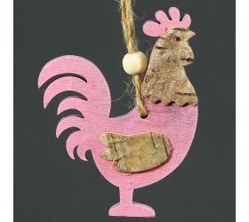 Drevený závesný kohút: Štýlová dekorácia 9 cm