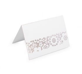 Menovka papierová s bordúrou  perleťová