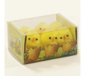 Sada 6 kuriatok v krabičke: Veselá dekorácia 3,5 cm