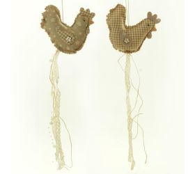 Textilný závesný kohút: Farebný mix 12 cm