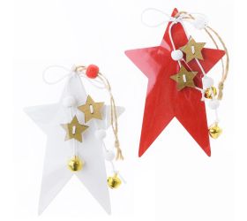 Záves hviezda mix biel/červ.  8x12,5cm