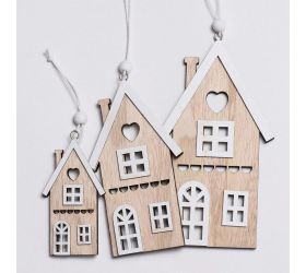 Drevené domčeky natural s/3 (15,12,8cm)