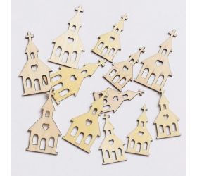 Drevené kostoly natural s/12 2,2x4,5cm 1,7x3,5cm