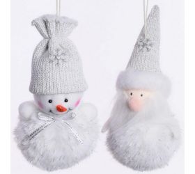 Záves snehuliak/santa biely mix2 12/14cm