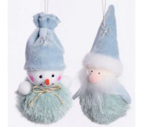 Záves snehuliak/santa zelený mix2 12/14cm