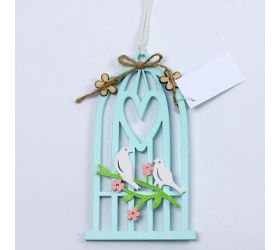 Búdka vtáčia záves drevo modrá 8,5x15cm