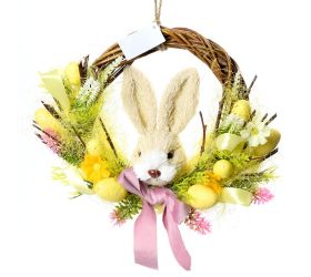 Veniec so zajacom prútie/textil 28x7x23cm