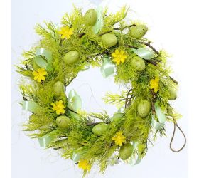 Veniec s mašľami  zeleno žltý 36x8x36cm