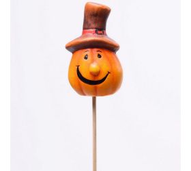 Zápich ker.tekvica úsmev v klobúku 4,5x3x7cm