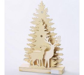 Stromček+jeleň drevený led 28.1*8*43.5cm