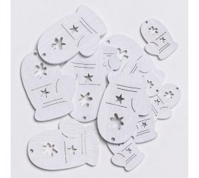 Drevené rukavice biele s/12 5,5cm 2,5cm