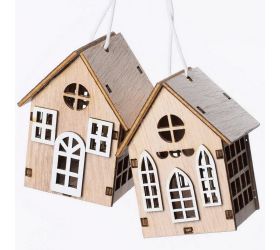 Drevený domček s/2 natural 5x4x6cm